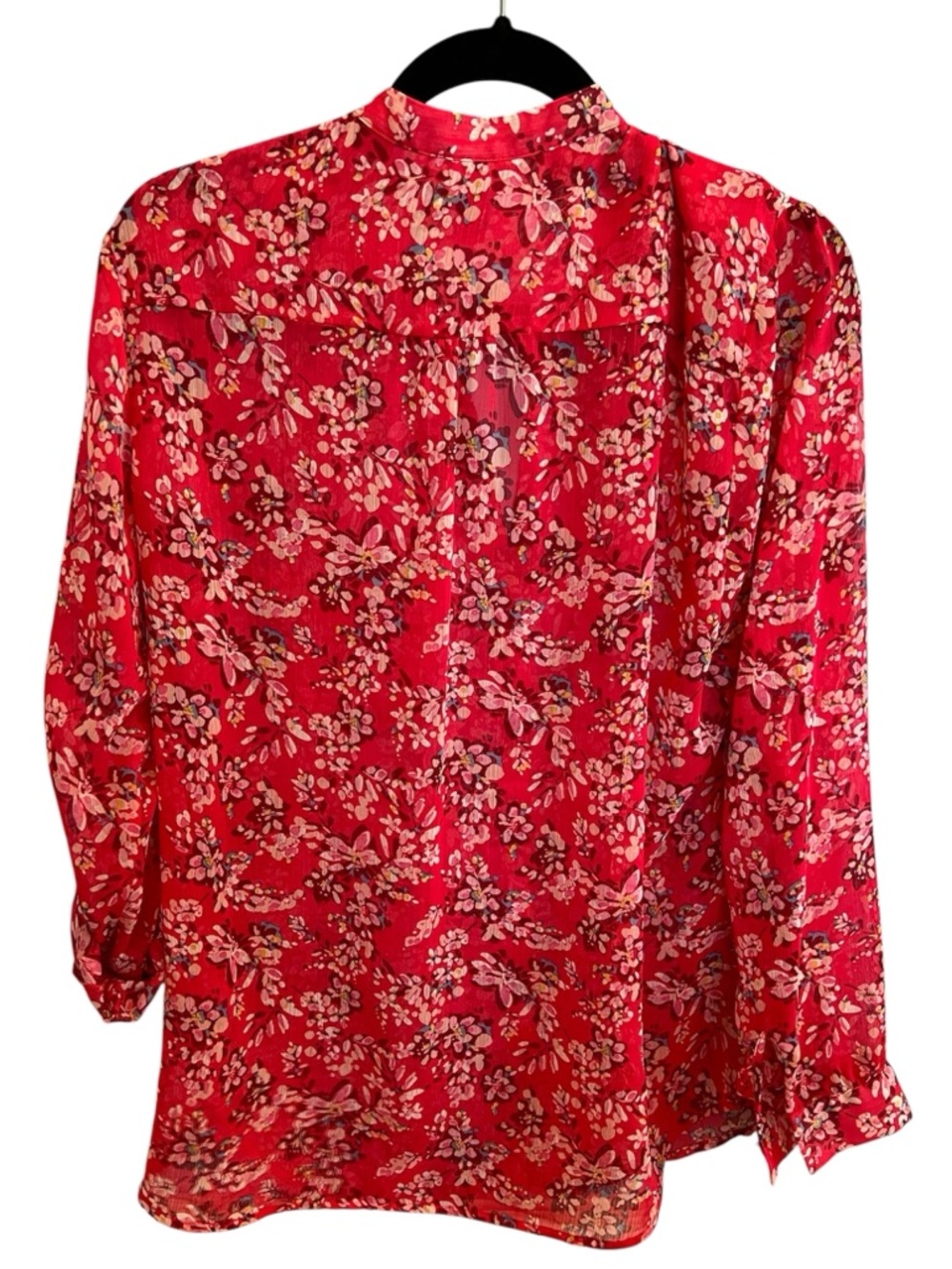 KUT from the Kloth Sheer Floral Button Down Adjustable Sleeves Blouse Size XL - Picture 2 of 11
